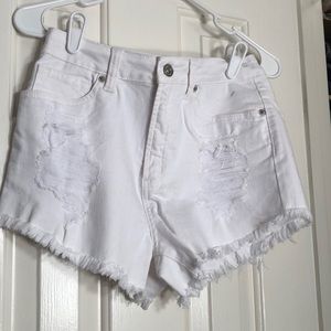 Cut-off White Denim Shorts